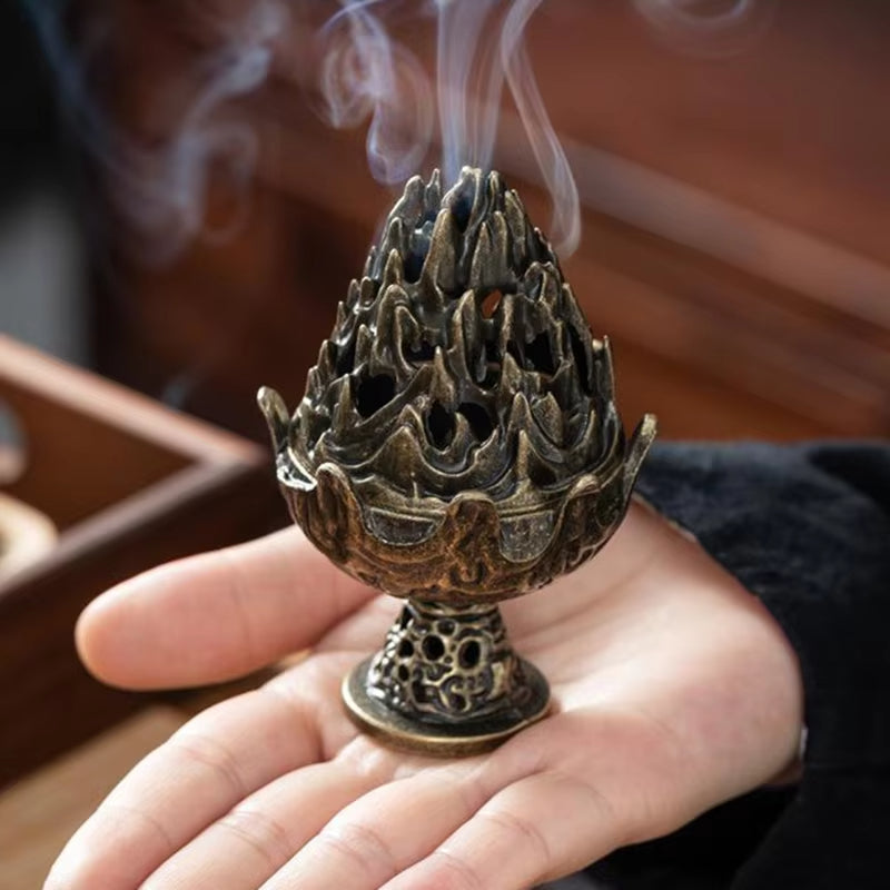 Mini Vertical Incense Burner –Portable Alloy Holder for Home Aromatherapy & Desk Decor