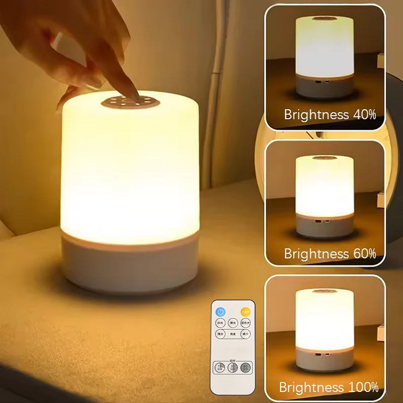Dimmable LED Bedside Night Light USB Rechargeable Touch Table Lamp for Bedroom & Reading