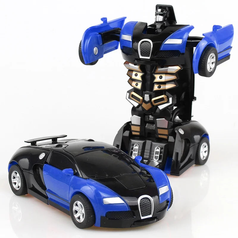 One-Click Transforming Collision Deformation Robot Car Dual Form Toy for Boys & Father-Son Play
