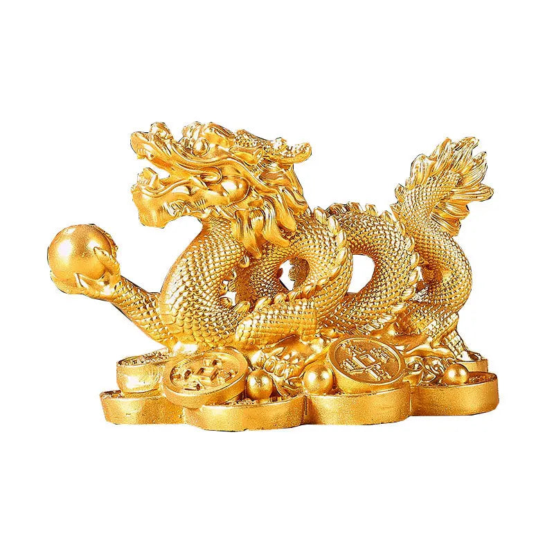 Majestic Chinese Dragon Statue Feng Shui Lucky Charm for Wealth & Power
