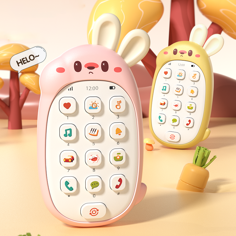Multifunctional Baby Rabbit Toy Phone Chewable Music Puzzle for Boys & Girls (Battery-Free)