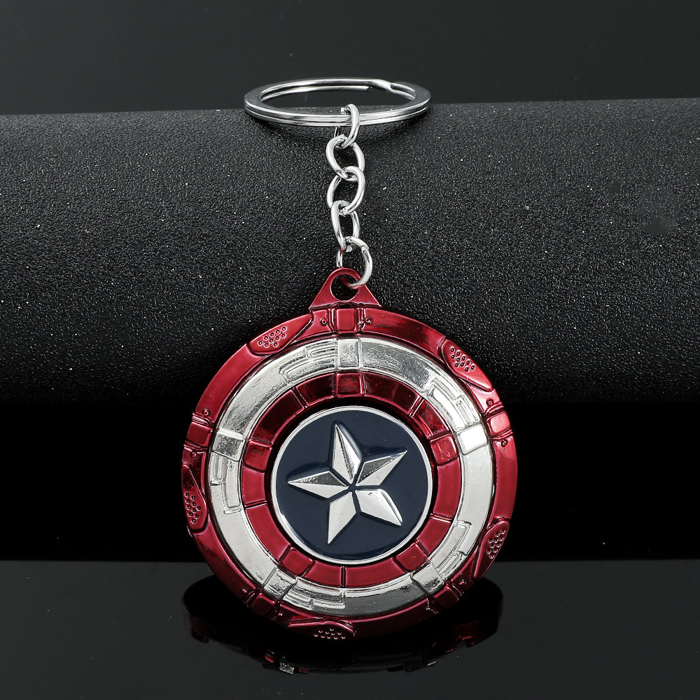 Marvel Captain America Shield Keychain Rotating Stress Relief Toy & Avengers Keyring
