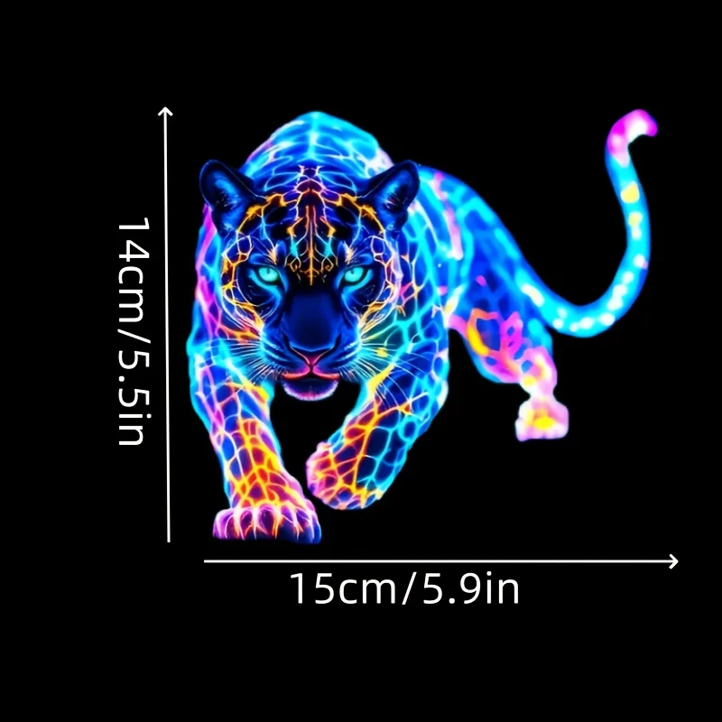 Vibrant Neon Leopard Motorcycle Sticker – Waterproof Vinyl Decal for Scooters, Fuel Tanks & Car Windows