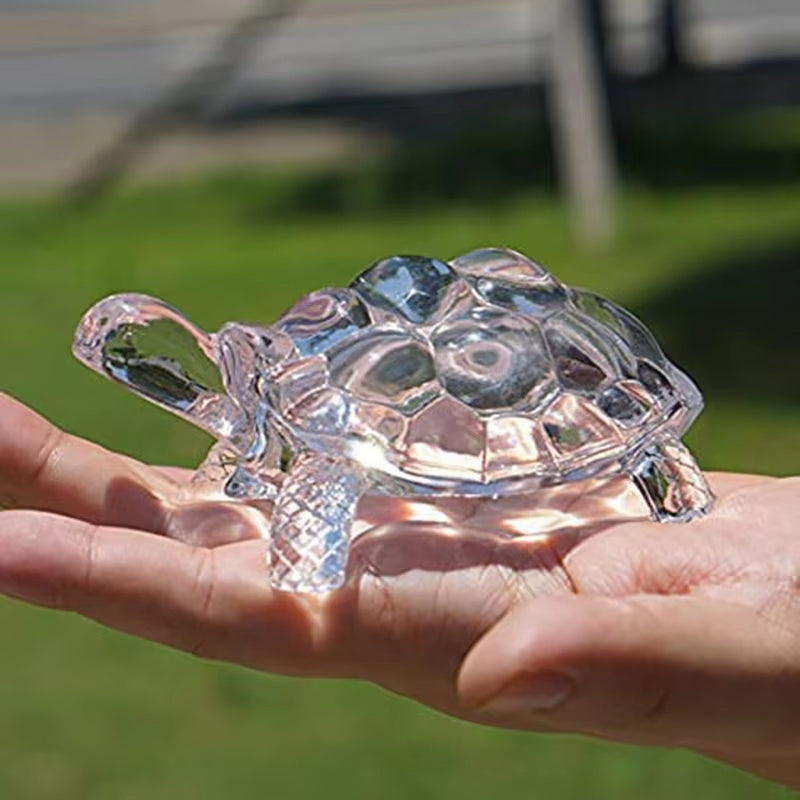 Mini Crystal Turtle Statue Elegant Glass Figurine for Home, Office & Study Decor