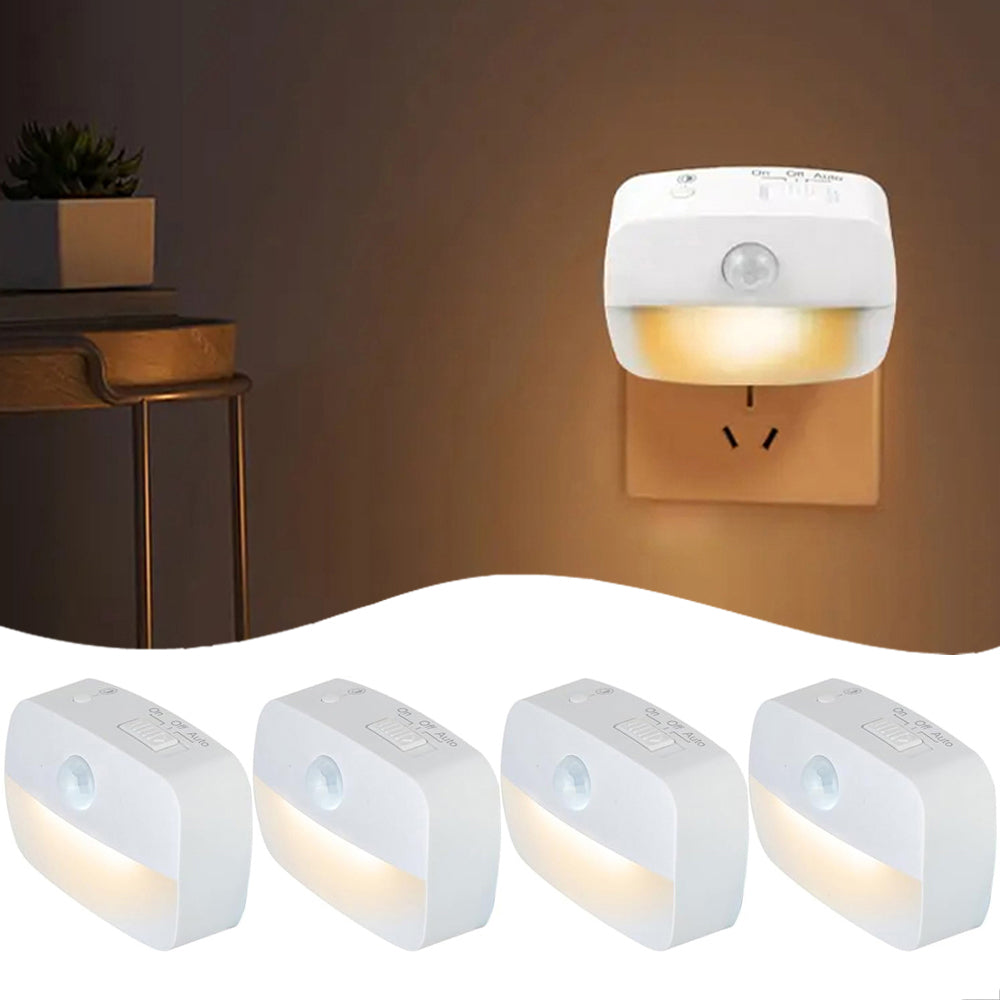 LED Motion Sensor Night Light EU Plug-in Smart Wall Lamp for Hallway, Staircase, Kitchen, Bedroom & Bathroom