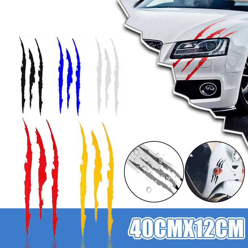 Reflective Monster Claw Decal 3D Scratch Effect Waterproof Vinyl Sticker for Car Headlights & Body (40x12cm)