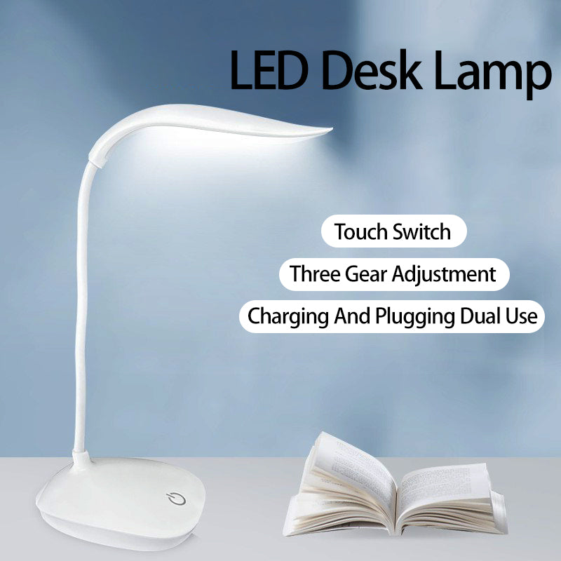 Portable LED Reading Desk Lamp USB Rechargeable, Touch Dimming, Eye Protection Table Light for Study & Office