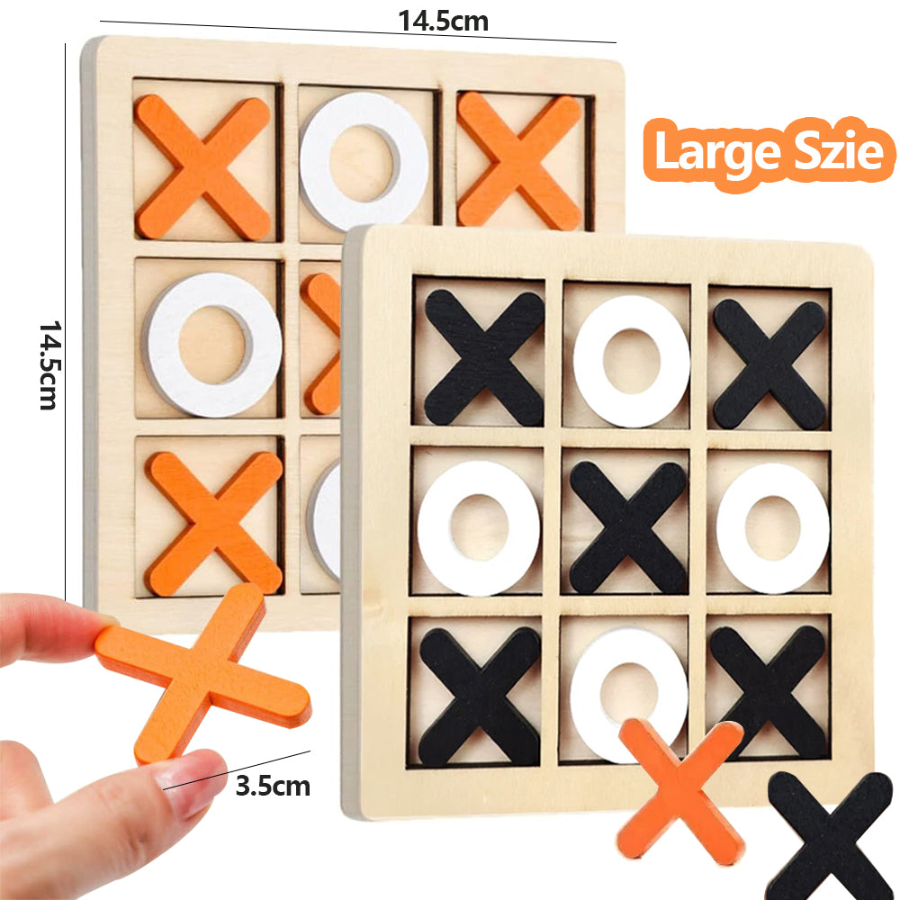 Wooden Tic Tac Toe Game Mini XO Puzzle Board for Kids Montessori Educational Toy & Gift for Boys and Girls