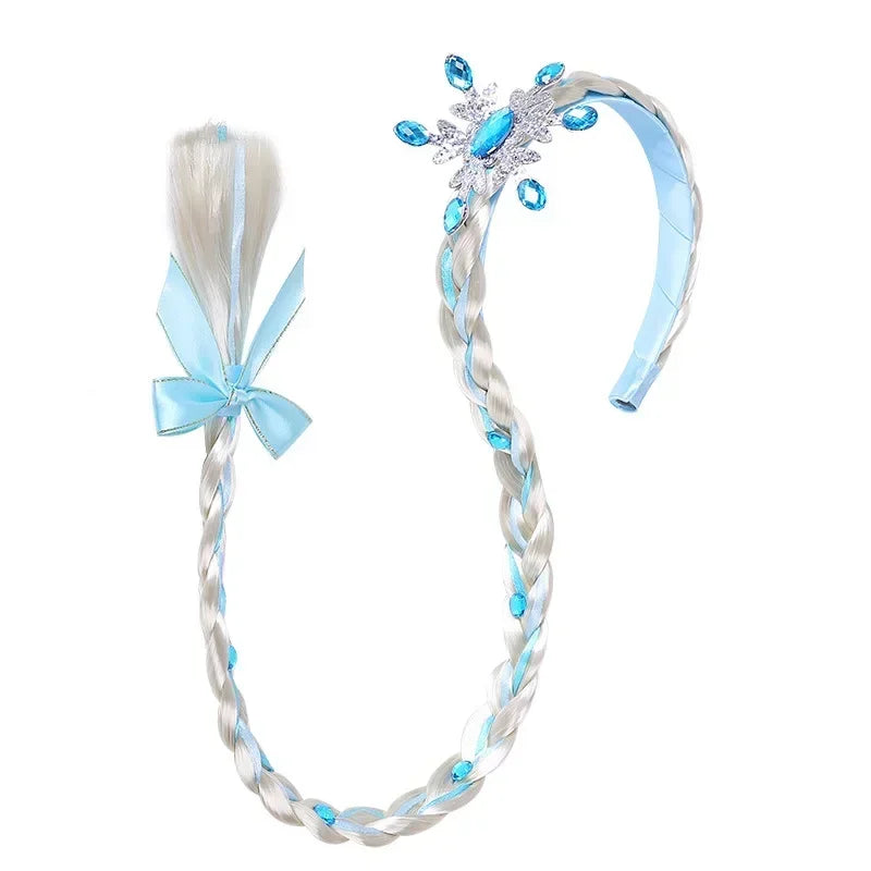 Frozen Princess Elsa Wig Braid Headband Snowflake Hair Accessories for Baby & Girls