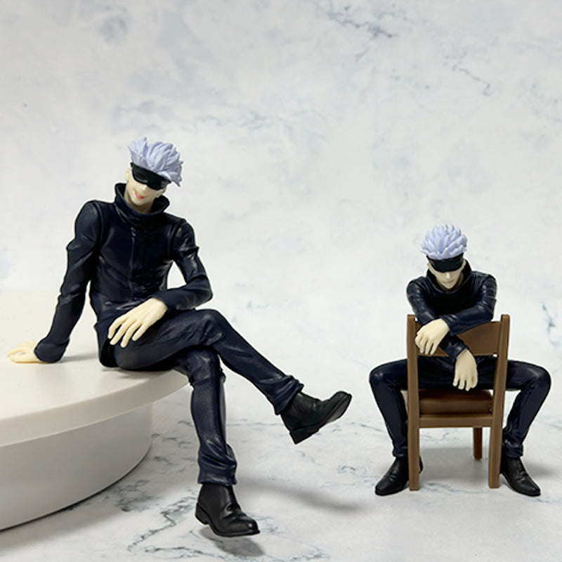 11cm & 14cm Sitting Satoru Gojo Figure with Chair Jujutsu Kaisen Anime Collectible Toy