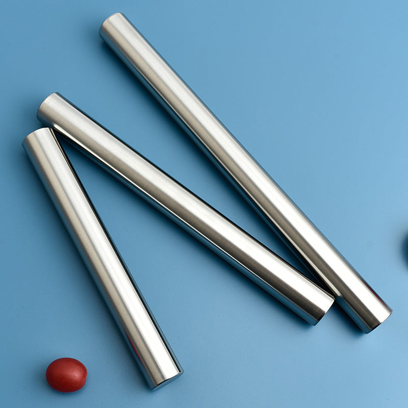 20/25/30cm Stainless Steel Rolling Pin Non-Stick Embossed Surface for Baking Dough, Pizza & Pastries