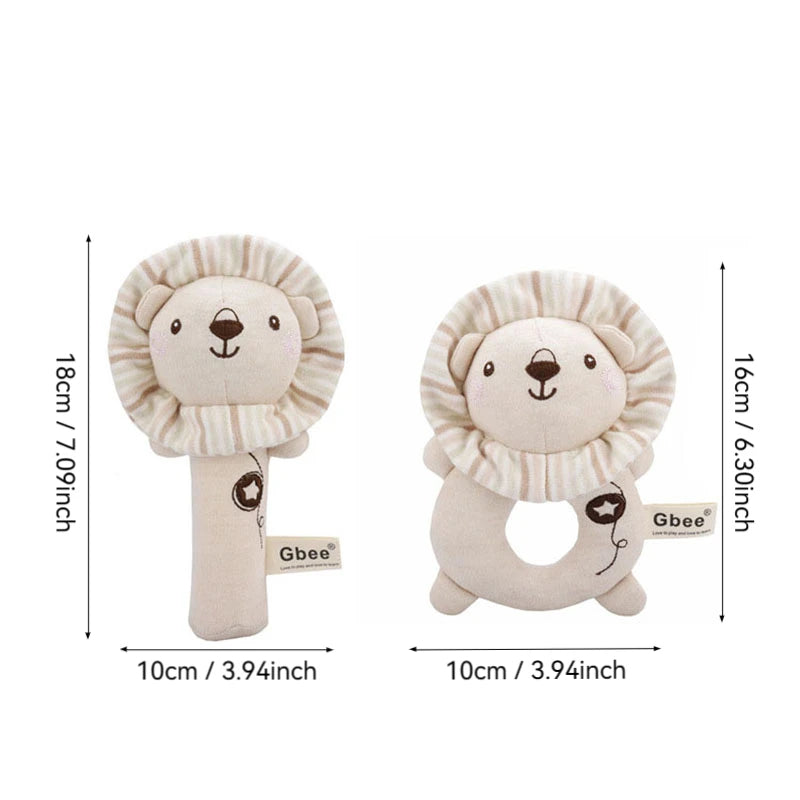 Organic Cotton Baby Hand Rattle Soft Soothing Toy for Newborns & Infants