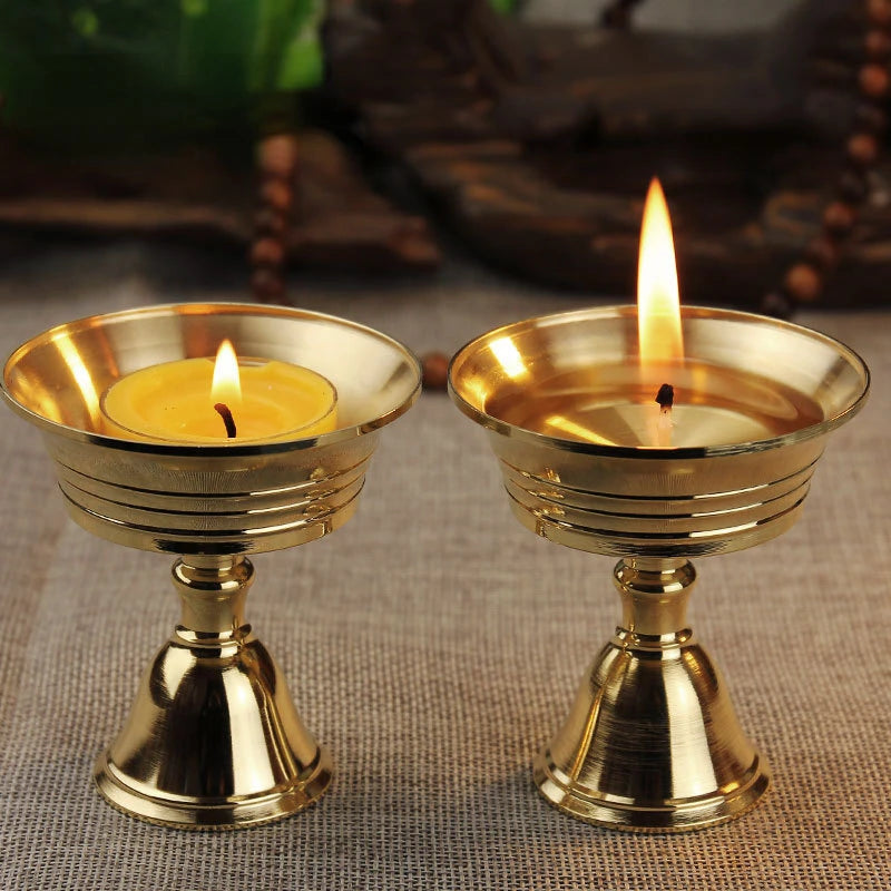 1PC Copper Candle Holder Butter Lamp Candlestick for Home Decor
