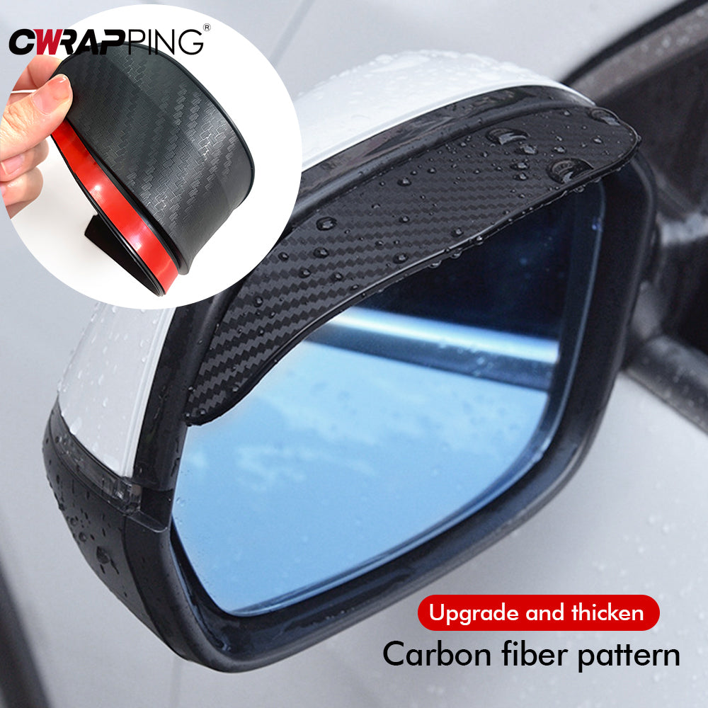 2PCS Carbon Fiber Rearview Mirror Rain Eyebrow Sun Visor Shade Cover for Clear Vision & Mirror Protection