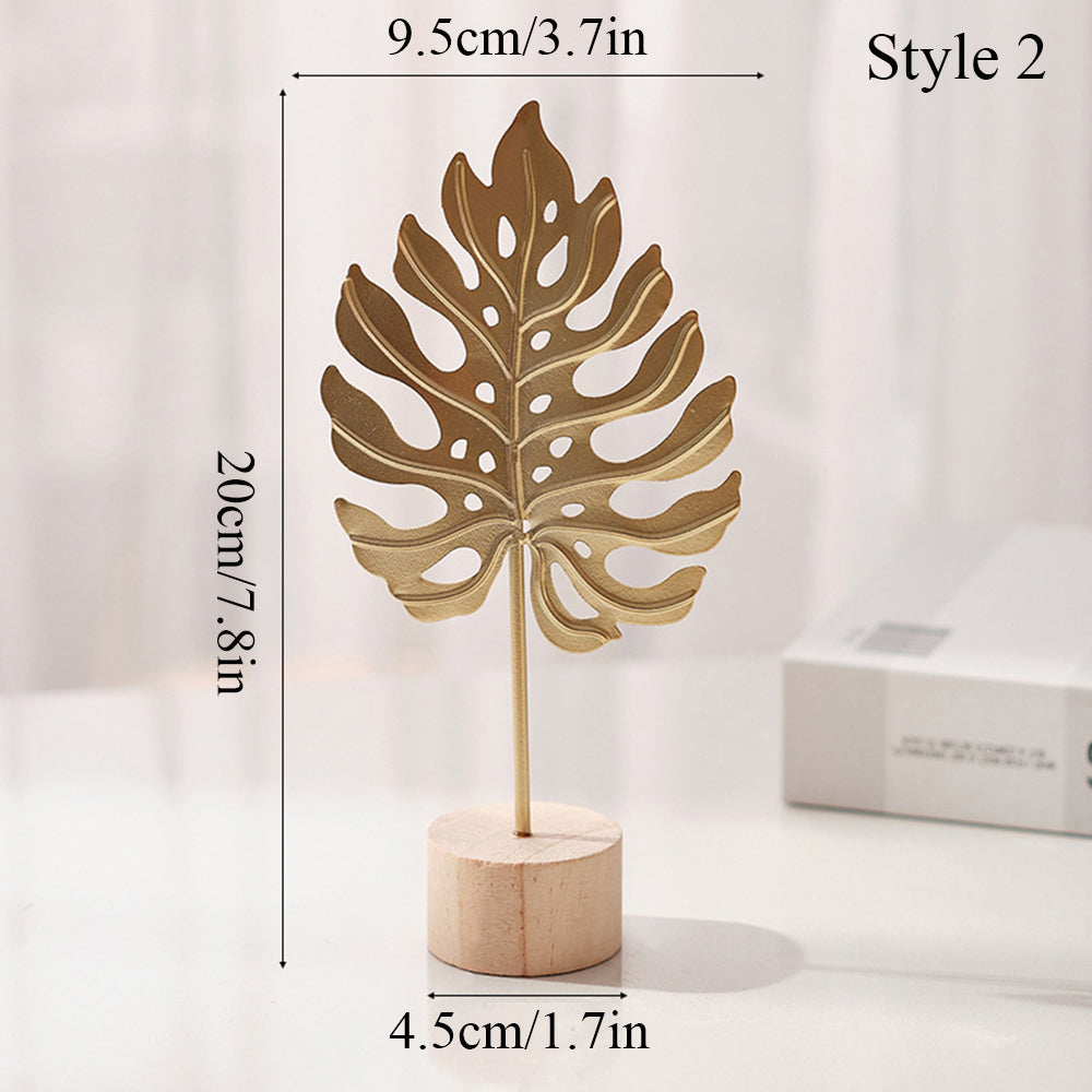 Luxury Nordic Gold Ginkgo Leaf Sculpture Elegant Home & Office Decor Ornament for Living Room & Desktop