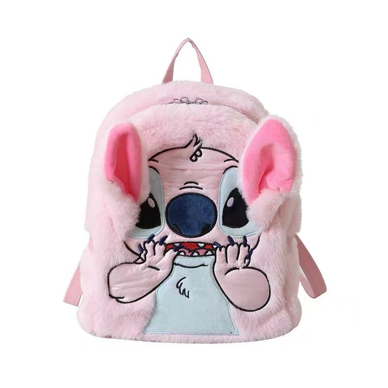 Disney Stitch Plush Backpack Large-Capacity Cartoon Bag for Kids Japanese Style Kindergarten & Student Gift