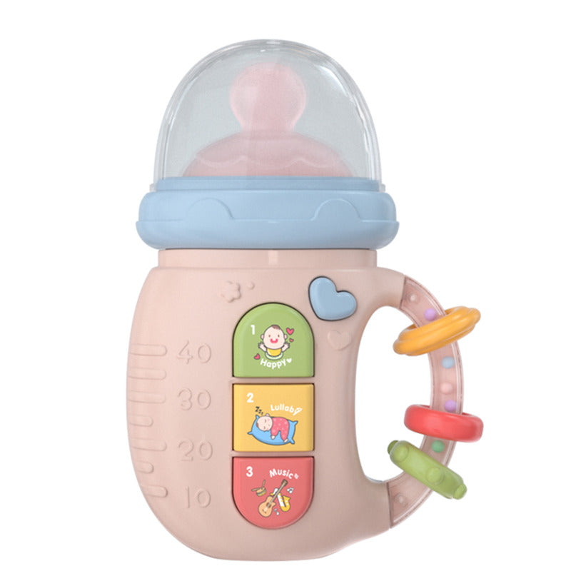 Baby Musical Feeding Bottle Rattle Soft Pacifier Teether & Educational Toy for Newborns 0-12M