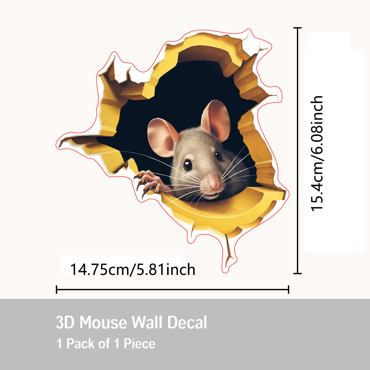 3D Cute Mouse Hole Wall Sticker Adorable Animal & Flower Design for Fun Home Decoration