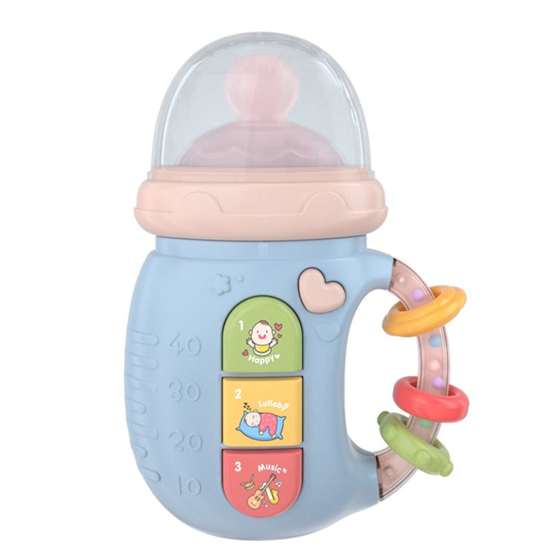 Baby Musical Feeding Bottle Rattle Soft Pacifier Teether & Educational Toy for Newborns 0-12M