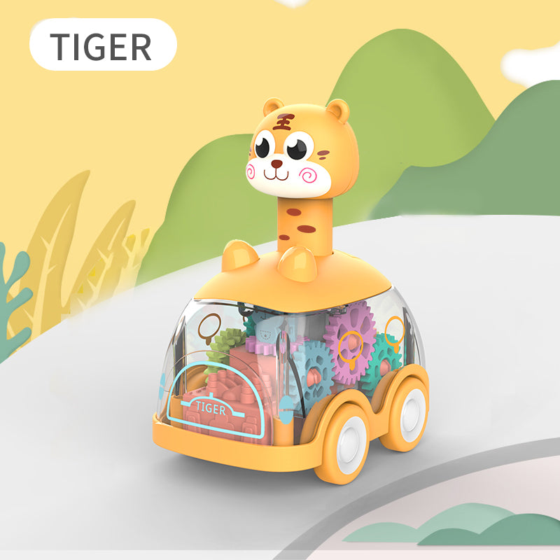 Press Gear Inertial Toy Car Pull Back Animal Puzzle Car for Kids & Boys