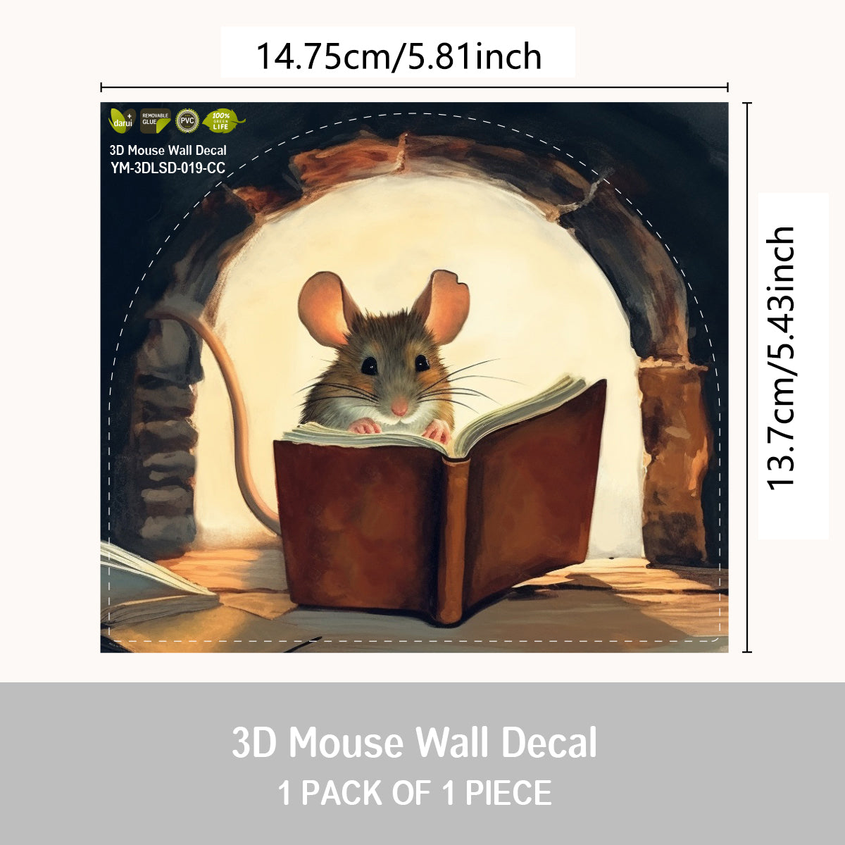 3D Cute Mouse Hole Wall Sticker Adorable Animal & Flower Design for Fun Home Decoration