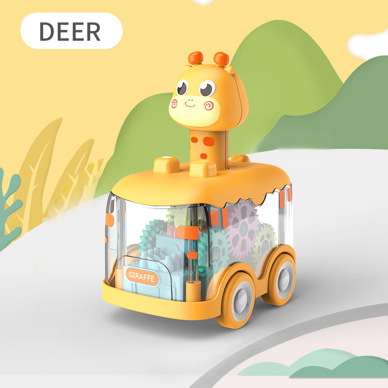 Press Gear Inertial Toy Car Pull Back Animal Puzzle Car for Kids & Boys