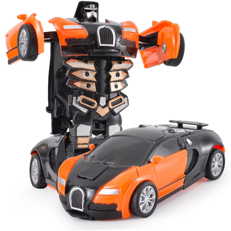 One-Click Transforming Collision Deformation Robot Car Dual Form Toy for Boys & Father-Son Play