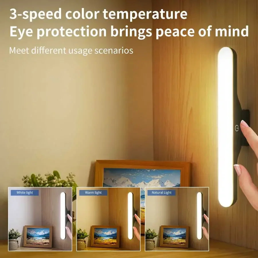 Magnetic LED Touch Night Light USB Rechargeable Makeup & Reading Lamp for Mirror Closet & Dorm Use