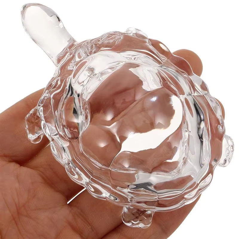 Mini Crystal Turtle Statue Elegant Glass Figurine for Home, Office & Study Decor
