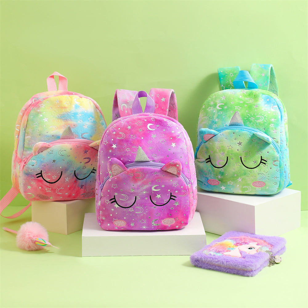 Kawaii Plush Unicorn Backpack Large Capacity School Bag for Kids, Girls, and Kindergarten Students