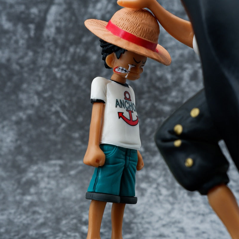 Bandai One Piece Red Haired Shanks Figure Straw Hat Scene Collectible Car Model Ornament
