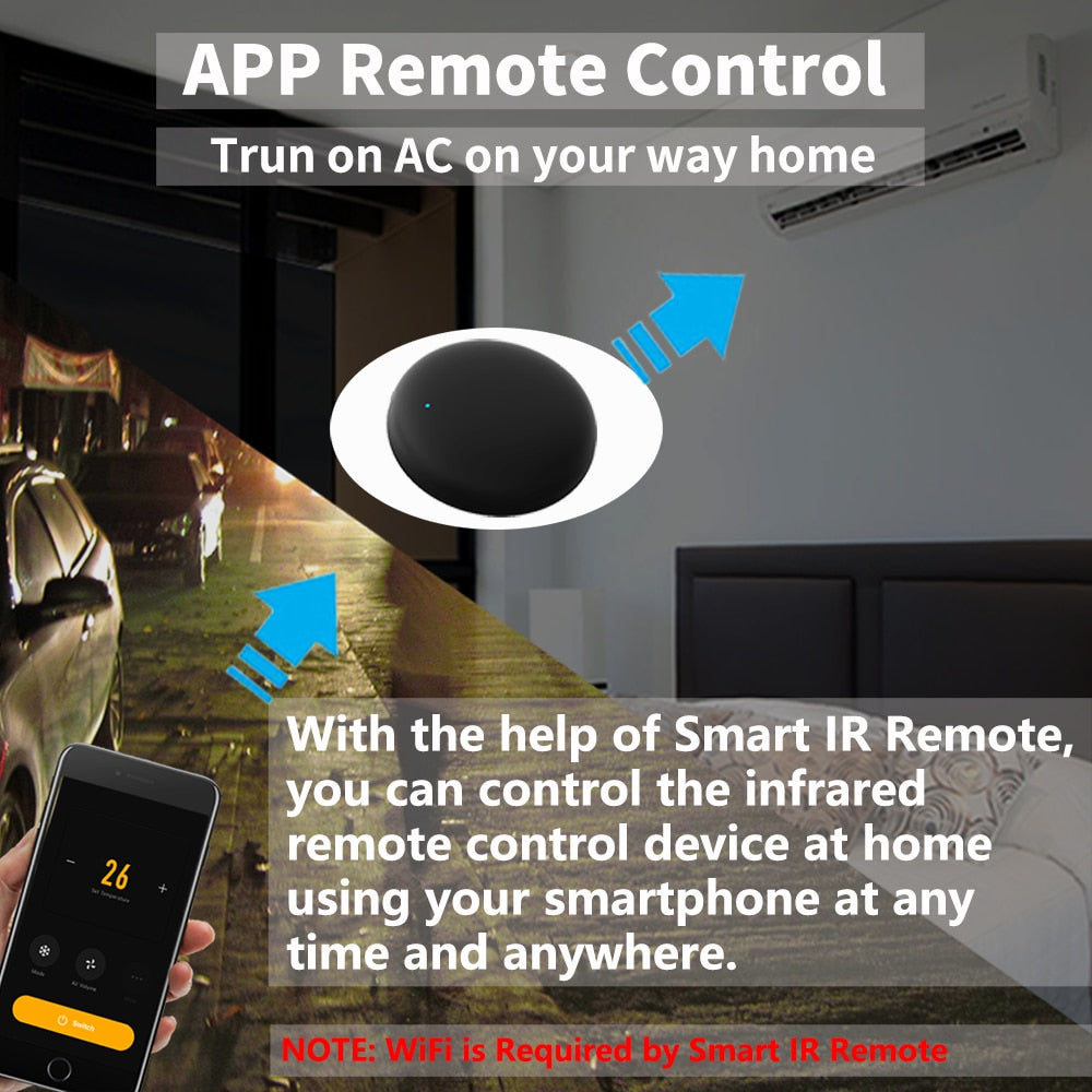 Tuya WiFi Smart IR Remote Control Universal Smart Life APP Remote for TV, AC, DVD, Audio Works with Alexa & Google Home