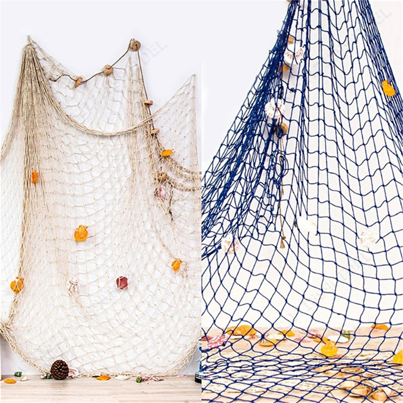 Large Blue Nautical Fishing Net Wall Decor 100x200cm Ocean Theme Party & Room Decoration
