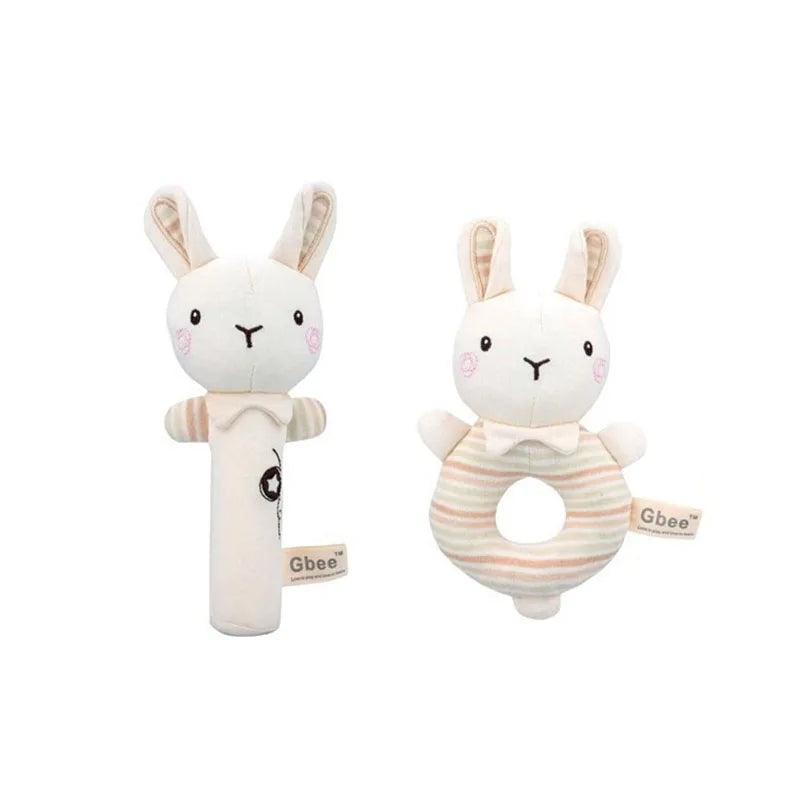 Organic Cotton Baby Hand Rattle Soft Soothing Toy for Newborns & Infants