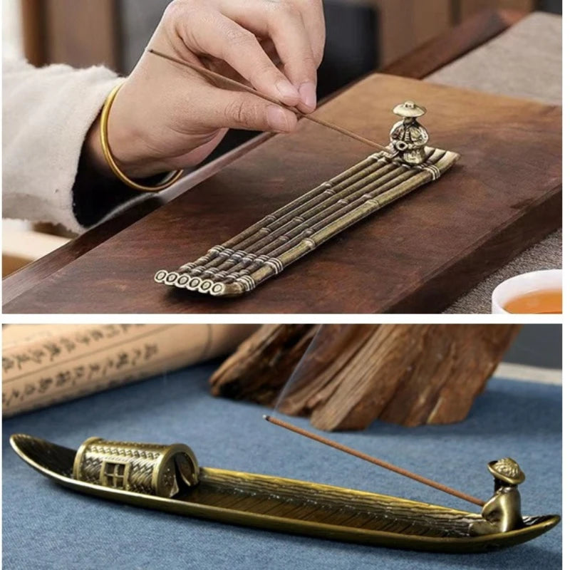 Japanese Style Fishing Boat Incense Holder Creative Aromatherapy Ornament for Home Decor