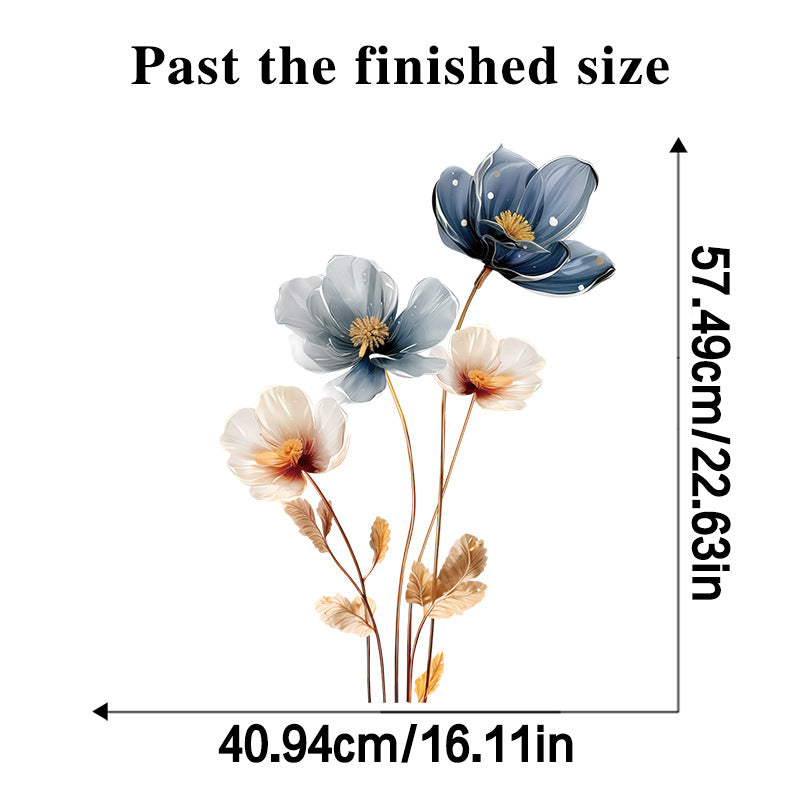 Retro 3D Lotus Flower Vinyl Wall Stickers Aesthetic PVC Wallpaper for Living Room & Bedroom Decor