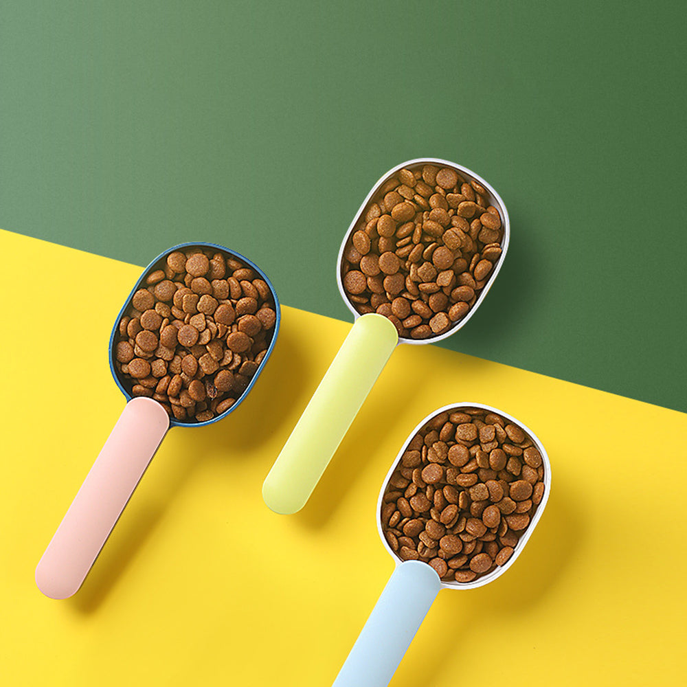 2-in-1 Pet Food Scoop & Bag Clip Thickened Measuring Spoon for Dogs & Cats