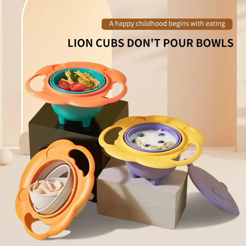 Baby Gyro Bowl 360° Rotary Spill-Proof Feeding Plate for Kids with Practical Balance Design