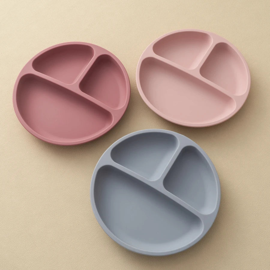 Baby Silicone Suction Dining Plate BPA-Free Toddler Training & Feeding Bowl