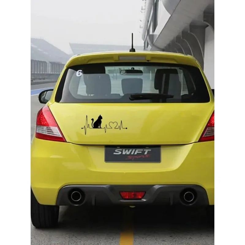 Cat Electrocardiogram Car & Wall Stickers Anime Decor & Bathroom Accessories