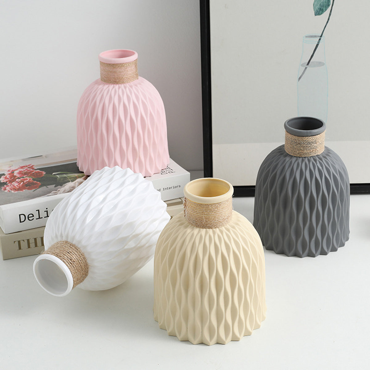 Modern Nordic Water Ripple Plastic Vase – Wave Design Flower Pot for Home Décor