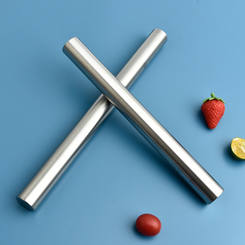 20/25/30cm Stainless Steel Rolling Pin Non-Stick Embossed Surface for Baking Dough, Pizza & Pastries