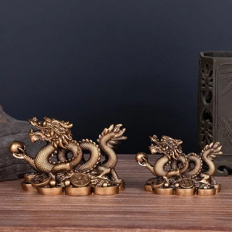 Majestic Chinese Dragon Statue Feng Shui Lucky Charm for Wealth & Power
