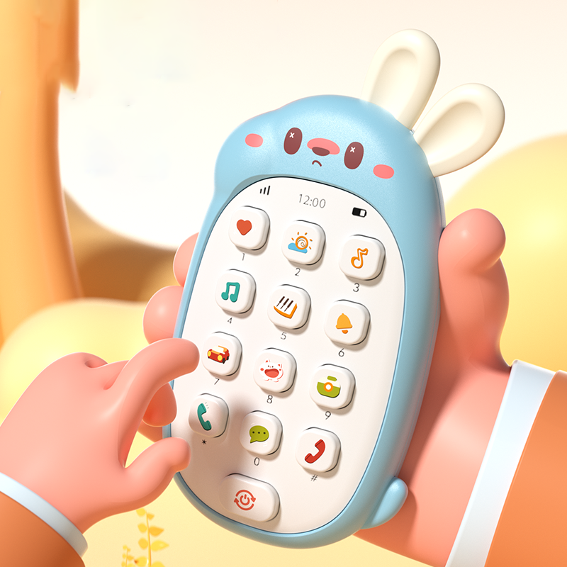 Multifunctional Baby Rabbit Toy Phone Chewable Music Puzzle for Boys & Girls (Battery-Free)