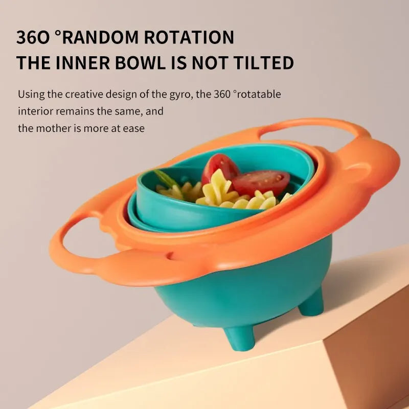 Baby Gyro Bowl 360° Rotary Spill-Proof Feeding Plate for Kids with Practical Balance Design