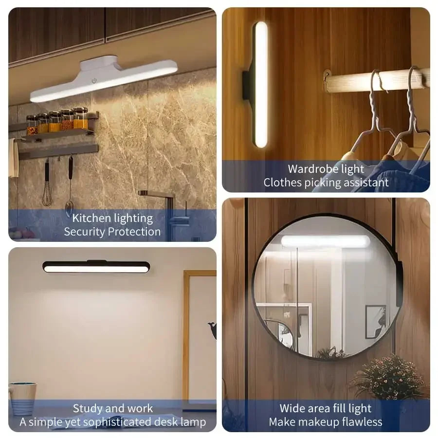 Magnetic LED Touch Night Light USB Rechargeable Makeup & Reading Lamp for Mirror Closet & Dorm Use