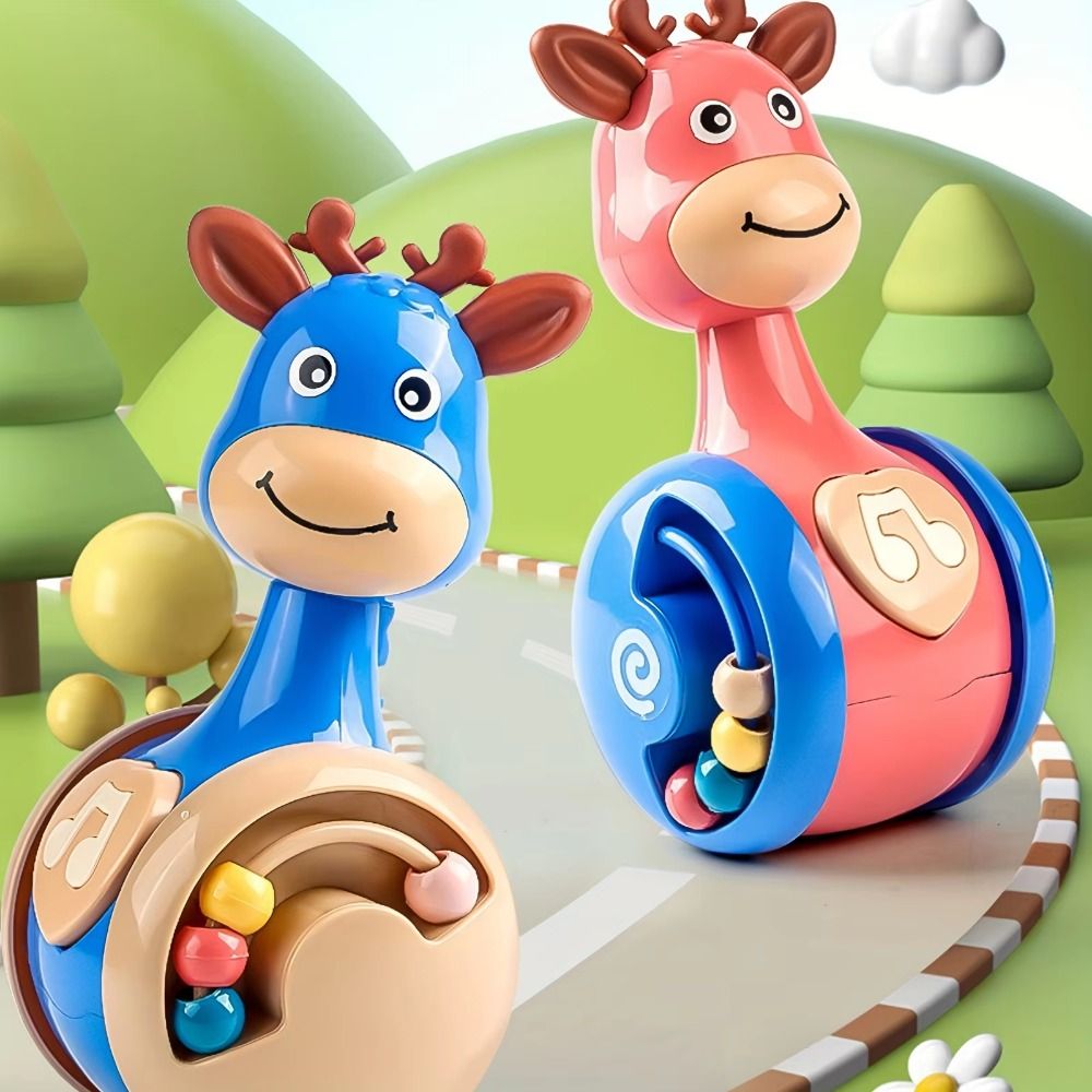 Creative Fawn Sliding Tumbler Toy Musical Cartoon Rattle for Early Education