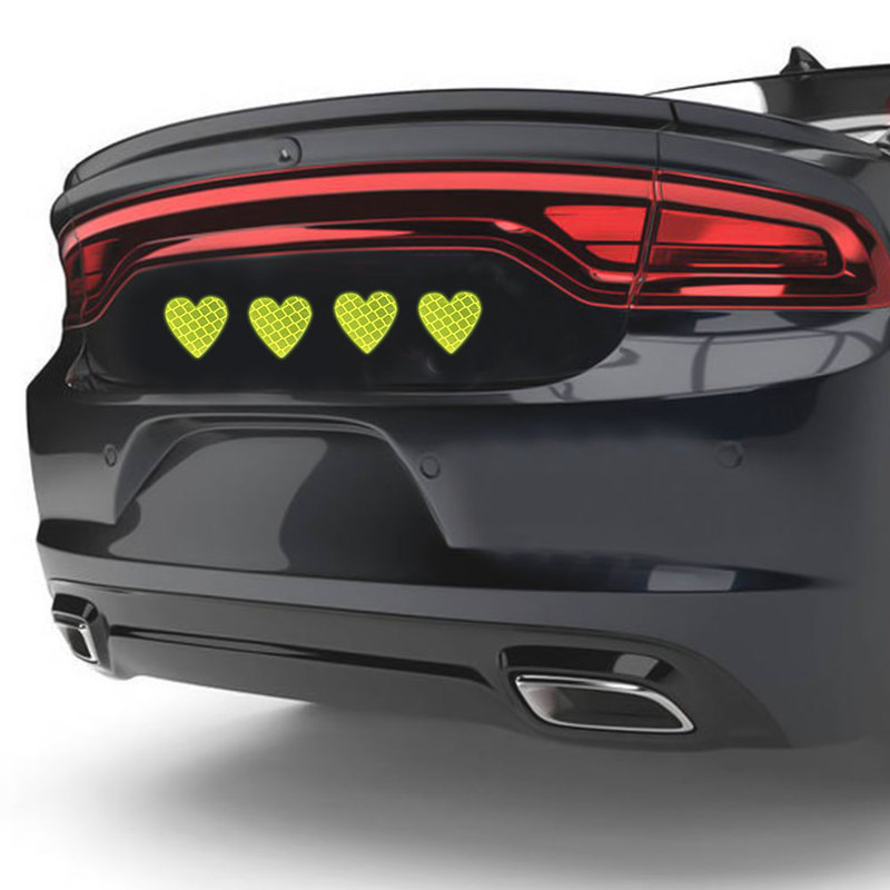 12PCS Heart-Shaped Reflective Car Stickers Night Safety Warning Tape Decals for Vehicle Decoration & Accessories