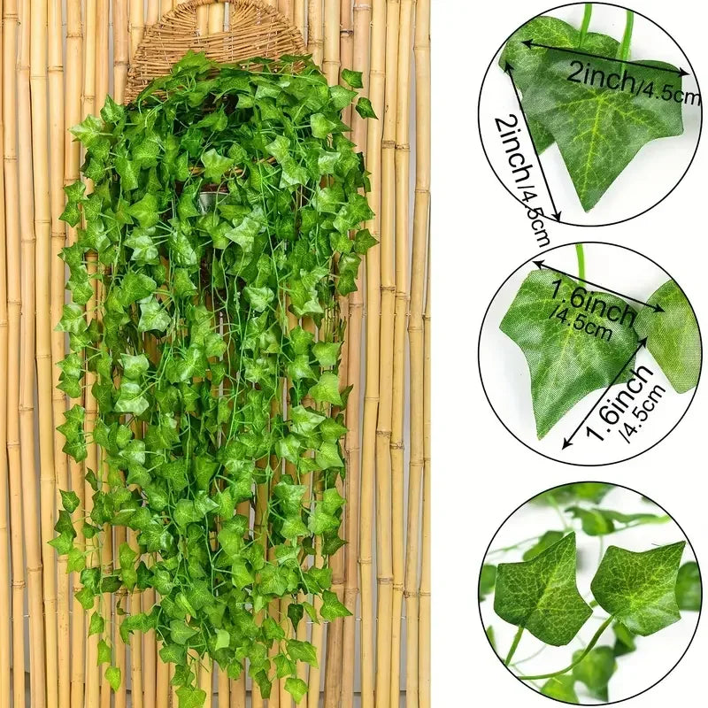 Artificial Ivy Vine Garland Fake Green Leaf Hanging Rattan Plants for Home, Garden & Wedding Decor