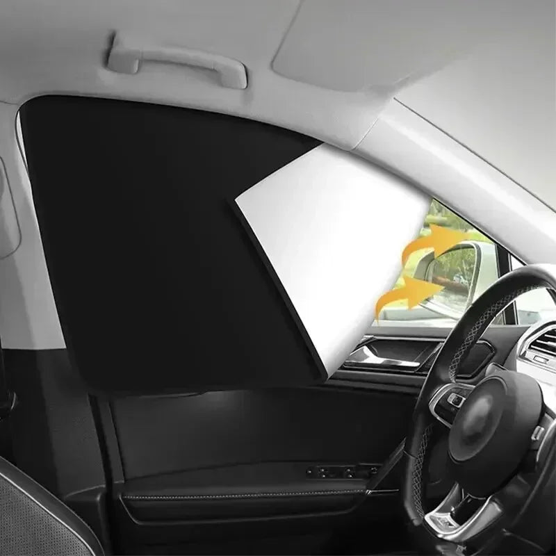 1 Pair Double Sided Magnetic Car Sunshade Strong Magnetic Suction Opaque Curtains for Summer Sun Protection